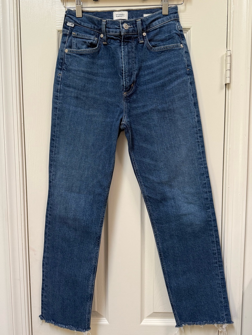 Citizens of Humanity Daphne Crop Jean Size 25 High Waist Straight Leg Frayed Hem